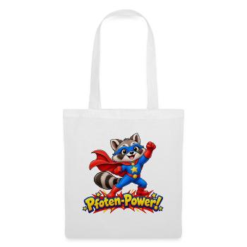Superheld Waschbär - Pfoten-Power Comic Desig - Stoffbeutel - Weiß - Vorne