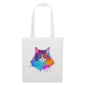 Norwegian Forest Cat Aquarell Illustration - Stoffbeutel - Weiß - Vorne