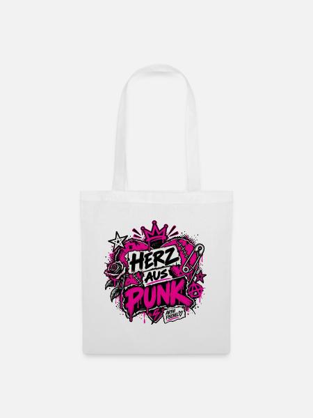 Herz aus Punk – Neon Grunge - Stoffbeutel - Weiß