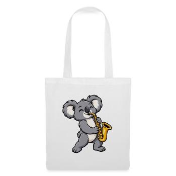 Koala mit Saxophon - Stoffbeutel - Weiß - Vorne