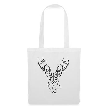 Geometric Deer – Polygon Hirsch Silhouette - Stoffbeutel - Weiß - Vorne