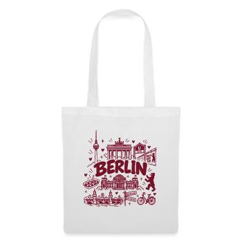 Berlin - Hauptstadt mit Sehenswürdigkeiten - Stoffbeutel - Weiß - Vorne