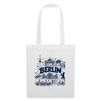 Berlin - Hauptstadt mit Sehenswürdigkeiten - Stoffbeutel - Weiß - Vorne