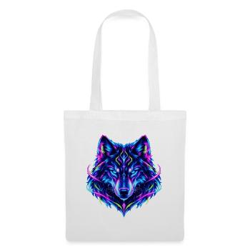 Leuchtender Neon Wolf - Stoffbeutel - Weiß - Vorne