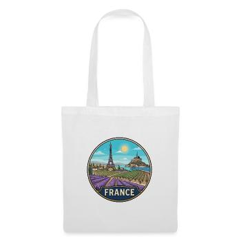Frankreich Reiseabzeichen Eiffelturm Mont Saint Michel - Stoffbeutel - Weiß - Vorne