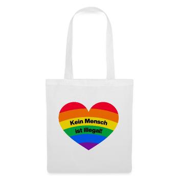 KEIN MENSCH IST ILLEGAL REGENBOGEN, GEGEN RECHTS - Stoffbeutel - Weiß - Vorne