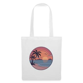 Sonnenuntergang Strandkreis Retro - Stoffbeutel - Weiß - Vorne