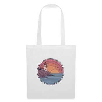 Küstenleuchtturm Sonnenuntergang Patch - Stoffbeutel - Weiß - Vorne