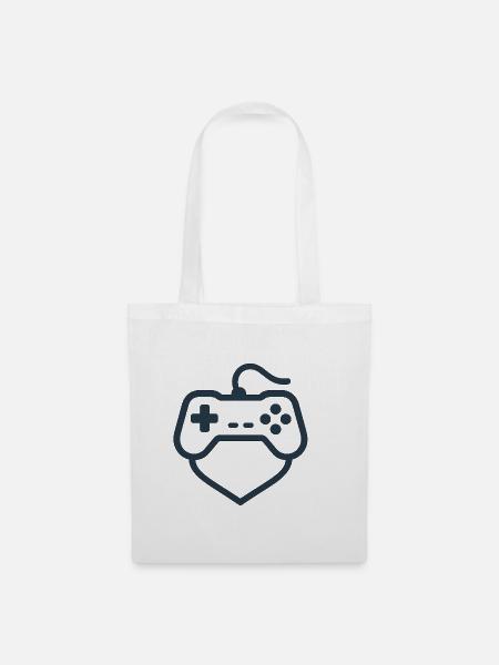 Retro Controller Silhouette – Clean Gamer-Shirt - Stoffbeutel - Weiß
