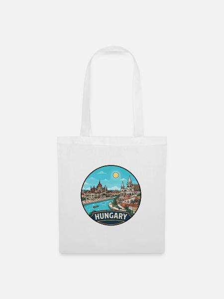 Ungarn Reiseabzeichen Parlament Donauburg - Stoffbeutel - Weiß
