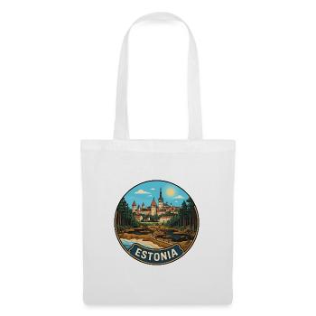 Estland Reiseabzeichen Tallinn Altstadt Ostsee - Stoffbeutel - Weiß - Vorne