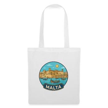 Malta Reiseabzeichen Valletta Harbor Luzzu Boot - Stoffbeutel - Weiß - Vorne