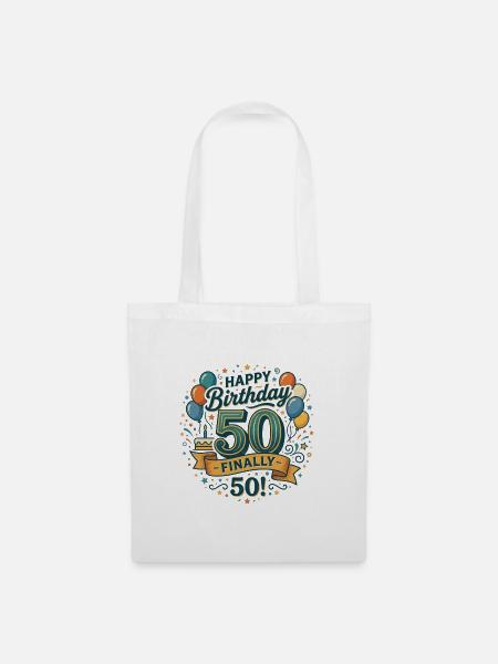Alles Gute zum Geburtstag endlich 50 Bash Konfetti-Party - Stoffbeutel - Weiß