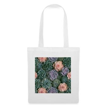 Pastellrosa und Sukkulenten - Stoffbeutel - Weiß - Vorne