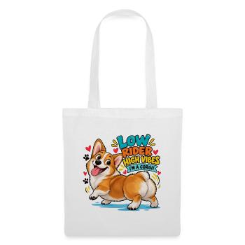 High Vibes Corgi - Stoffbeutel - Weiß - Vorne