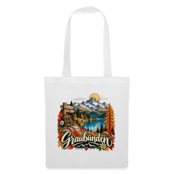 Graubünden Alpenpanorama - Stoffbeutel - Weiß - Vorne