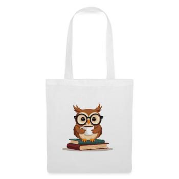 Cozy Book Lover Reading Owl Design - Stoffbeutel - Weiß - Vorne