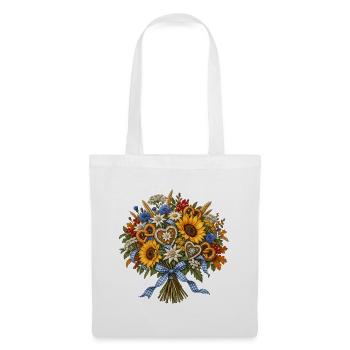 Volksfeststrauß mit Brezeln & Blumen - Stoffbeutel - Weiß - Vorne