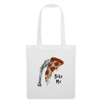 Knochenhand Pizza Bite Me - Stoffbeutel - Weiß - Vorne