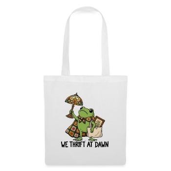 Frosch im Handarbeits-Chic - Stoffbeutel - Weiß - Vorne