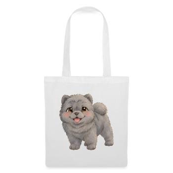 Chow-Chow – flauschiger dunkler Hundewelpe - Stoffbeutel - Weiß - Vorne