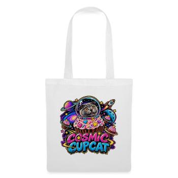 Cosmic Cupcat – Katze im Weltraum - Stoffbeutel - Weiß - Vorne