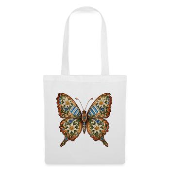 Trachten-Schmetterling mit Edelweiß & Enzian - Stoffbeutel - Weiß - Vorne
