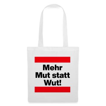 MEHR MUT STATT WUT BUNTE MENSCHENKETTE, NIE WIEDER - Stoffbeutel - Weiß - Vorne