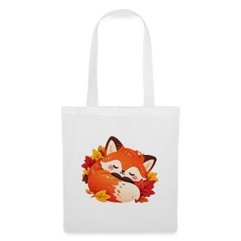 Ruhevoller Herbstfuchs im Laub - Stoffbeutel - Weiß - Vorne