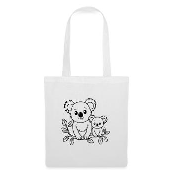 Koala mit Baby - Stoffbeutel - Weiß - Vorne