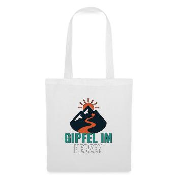 Gipfel im Herzen. – Minimalistische Gipfelmotive. - Stoffbeutel - Weiß - Vorne