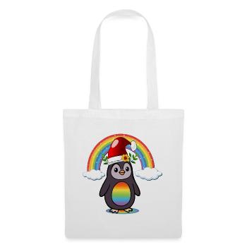 Weihnachts-Weihnachts-Pinguin - Stoffbeutel - Weiß - Vorne