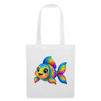 Kawaii Mehrfarbiger Fisch - Stoffbeutel - Weiß - Vorne