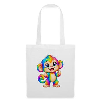 Kawaii Mehrfarbiger Regenbogenaffe - Stoffbeutel - Weiß - Vorne