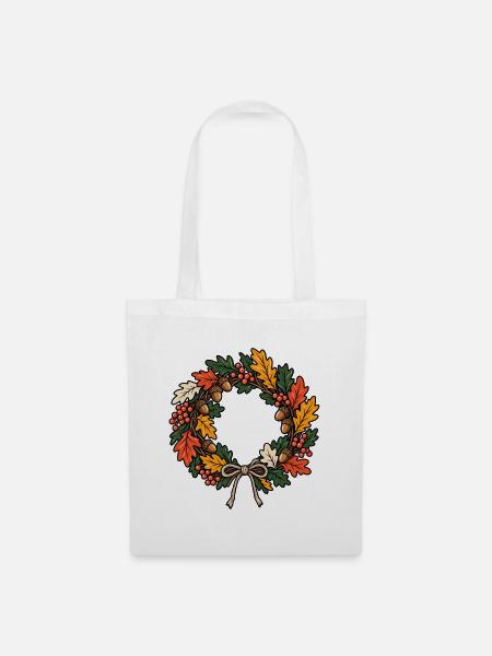 Kranzbinden – Herbstzauber von Hand - Stoffbeutel - Weiß