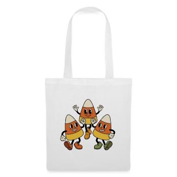 Drei retro-Cartoon-Candy-Corn-Figuren tanzen - Stoffbeutel - Weiß - Vorne