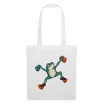 Frosch Skateboard Akrobat – Bouldern - Stoffbeutel - Weiß - Vorne