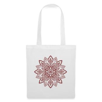 Karmesinrote Mandala-Blüte - Stoffbeutel - Weiß - Vorne