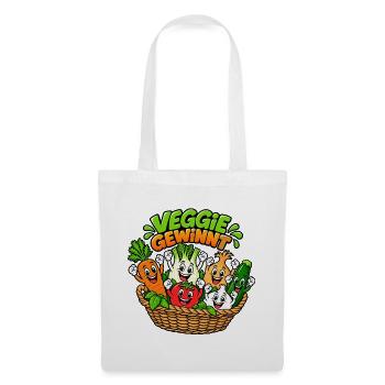 Veggie Gewinn Gemüsekorb Cartoon - Stoffbeutel - Weiß - Vorne