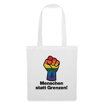 MENSCHEN STATT GRENZEN. BOTSCHAFT GEGEN RECHTS - Stoffbeutel - Weiß - Vorne