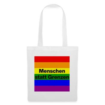 MENSCHEN STATT GRENZEN. BOTSCHAFT GEGEN RECHTS - Stoffbeutel - Weiß - Vorne