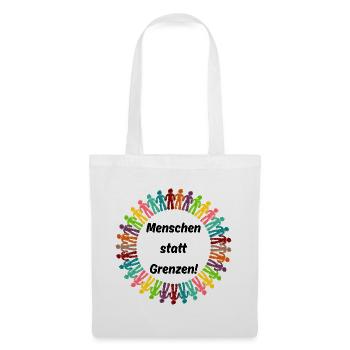 MENSCHEN STATT GRENZEN. BOTSCHAFT GEGEN RECHTS - Stoffbeutel - Weiß - Vorne