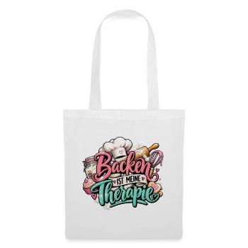 Backen ist meine Therapie – Backliebe Geschenk  - Stoffbeutel - Weiß - Vorne