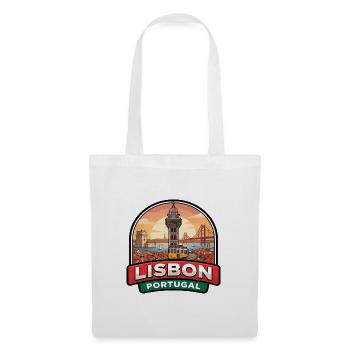 Lissabon Portugal Reiseabzeichen Belem Turm Geschenk - Stoffbeutel - Weiß - Vorne