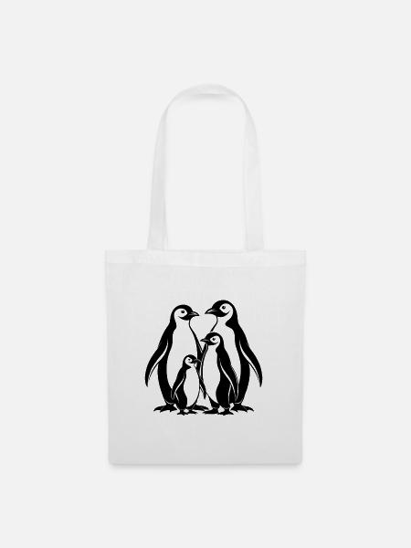 Pinguin-Familie - Stoffbeutel - Weiß