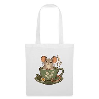 Maus in der Teetasse - Stoffbeutel - Weiß - Vorne