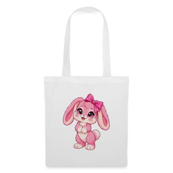 Kawaii-Pinkkiefer mit großem Bogen - Stoffbeutel - Weiß - Vorne
