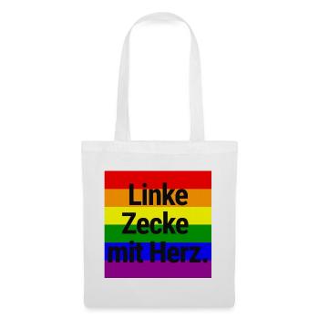 LINKE ZECKE MIT HERZ BUNTES STATEMENT GEGEN RECHTS - Stoffbeutel - Weiß - Vorne