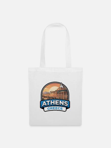 Athen Griechenland Reiseabzeichen Akropolis Parthenon - Stoffbeutel - Weiß