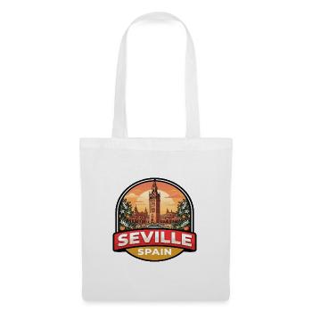 Sevilla, Spanien Reiseabzeichen Plaza de España Geschenk - Stoffbeutel - Weiß - Vorne